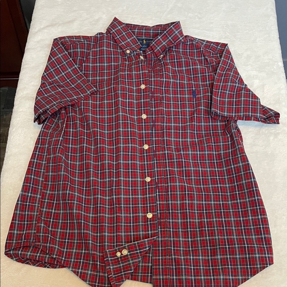 Ralph Lauren Kids Plaid Button-Down Shirt in Red and Blue